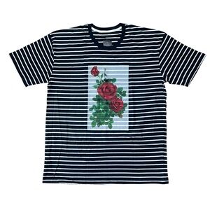 La Familia MMXIV Rose Stripe Graphic T-Shirt Size XXL NWT Streetwear Floral Tee